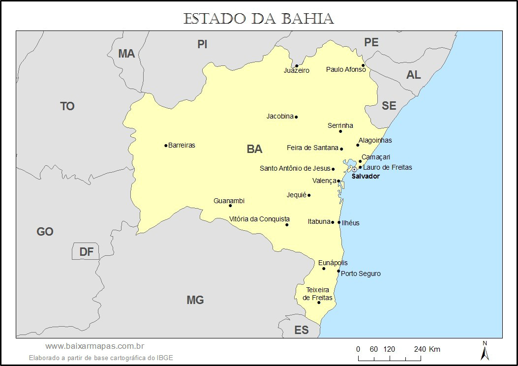 Mapa de atuação - Bahia e Minas Gerais